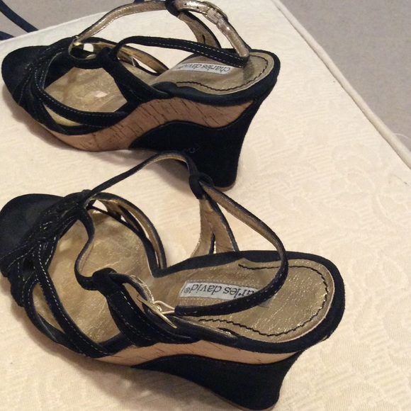Black suede wedge sandals - Picture 2 of 2