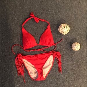 HOT RED RALPH LAUREN STRING BIKINI, SIZES S & M!