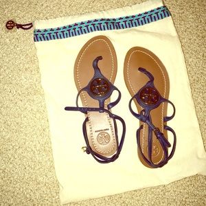 Navy Tory Burch Leticia Logo Thong Sandal