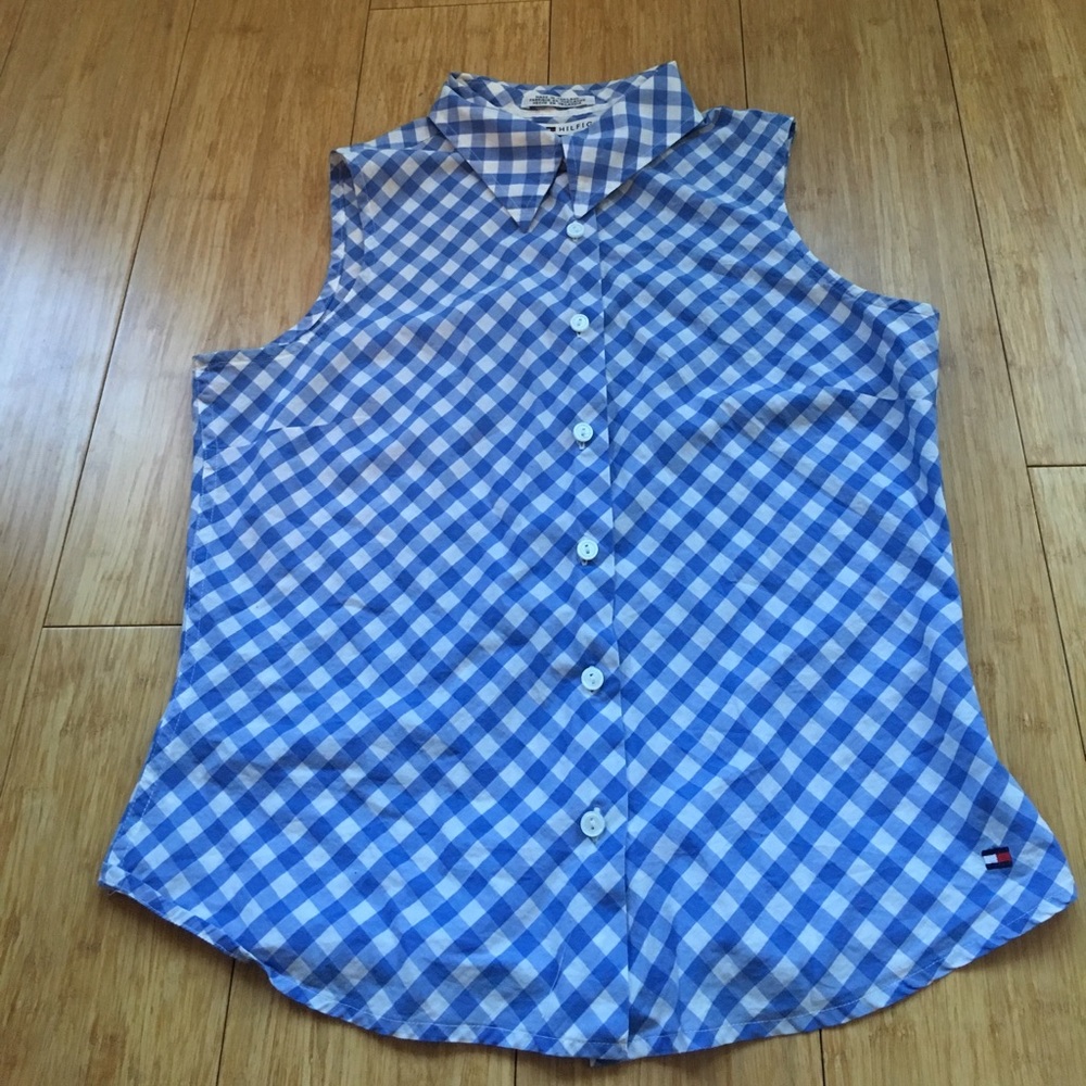 Tommy Hilfiger Blue Collared Checked Tank