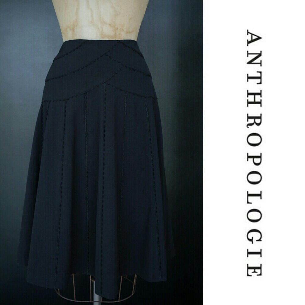 Full Black Skirt with Ric-Rac Trim by Elevenses