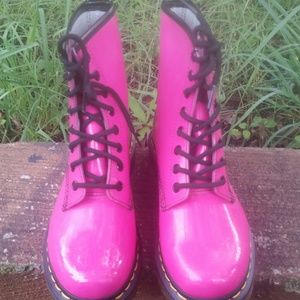 Dr Martens Hot Pink Patent Leather Boots Size 6