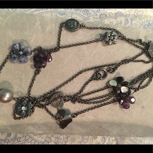 Juicy couture long purple floral layering necklace