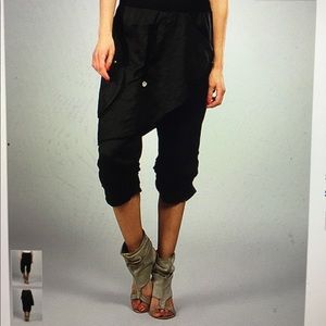 Black rosy skirted Linen harem pants