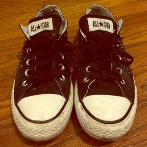 Black studded low top converse