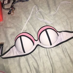 Pink, Black, & White Swim Top
