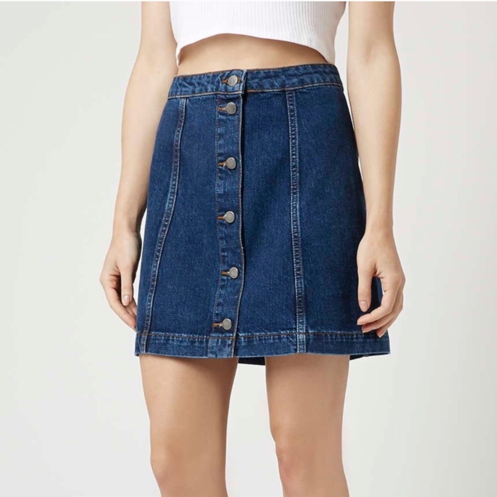 Topshop Button Down Denim Skirt