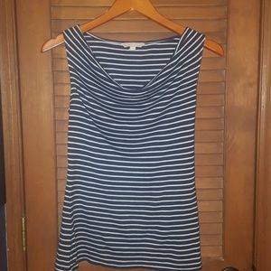 Navy and White Stripe Cowl Neck Shirt
