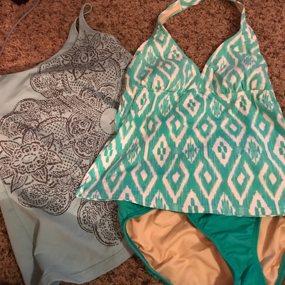 Lands End Athleta small 6 tankini bikini teal