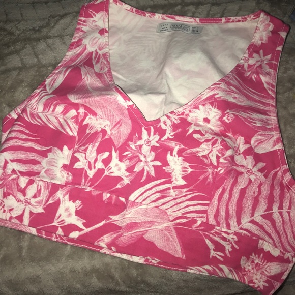 Zara floral denim crop top - Picture 1 of 4