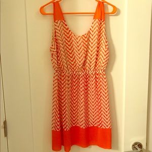Orange and cream chiffon chevron boutique dress