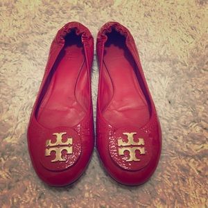 Tory Burch Red Patent Leather Ballet Flats