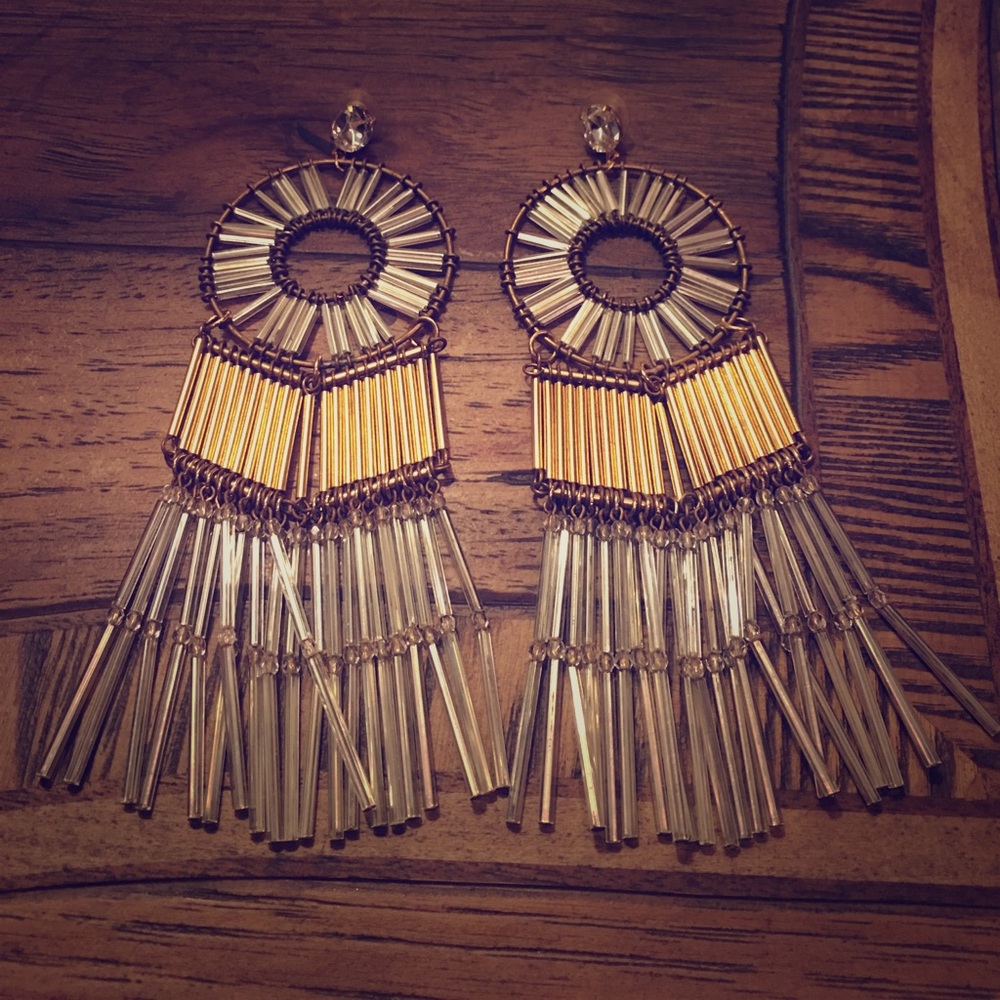 Noir Bugle Bead Statement Earrings