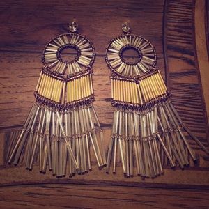 Noir Bugle Bead Statement Earrings