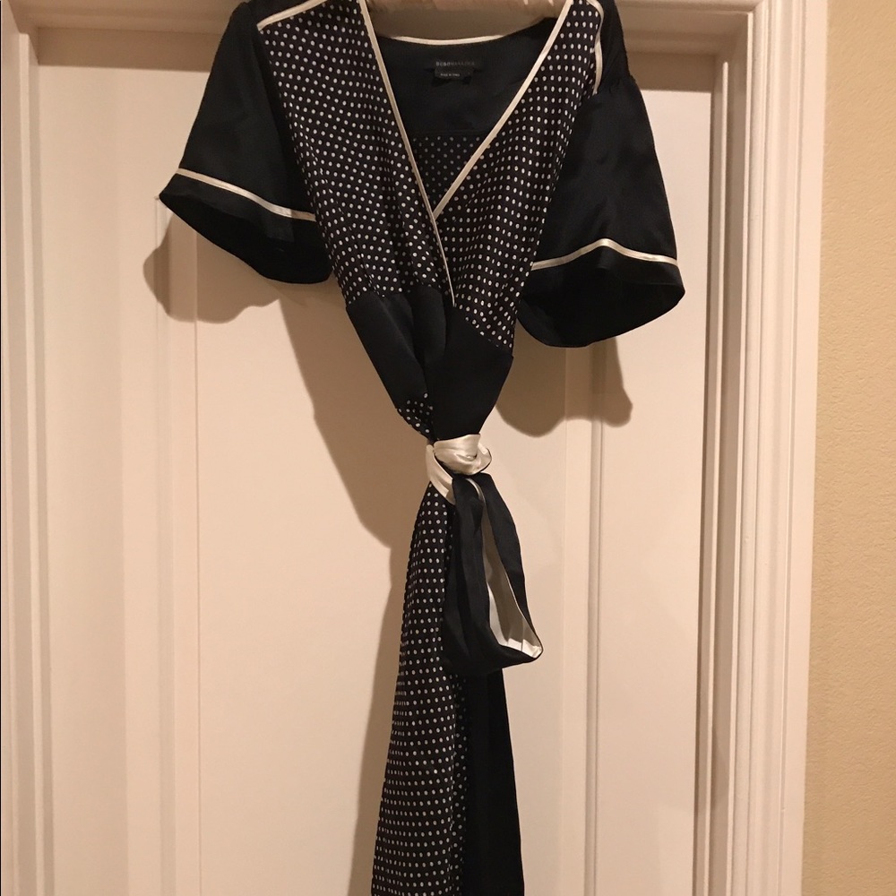 BCBG Max Azria Silk Polka Dot Dress. Black &Cream