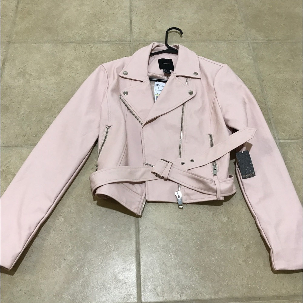 Light pink faux leather jacket