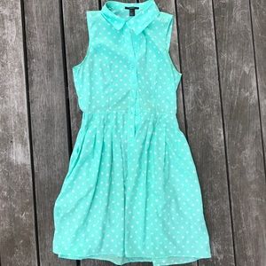 Button-down Mint Polka Dot Dress