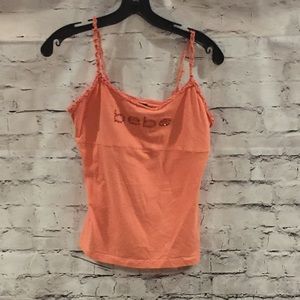 Bebe Orange Embellished Tank Top