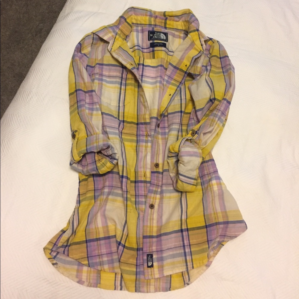 Plaid North Face button up shirt size S