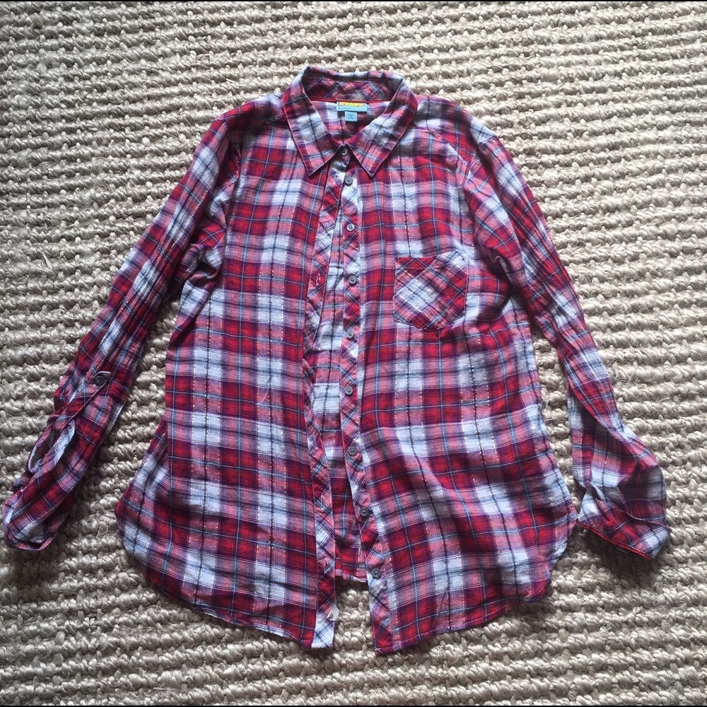 PRICE DROP C&C California Red Plaid Shirt Sz Small