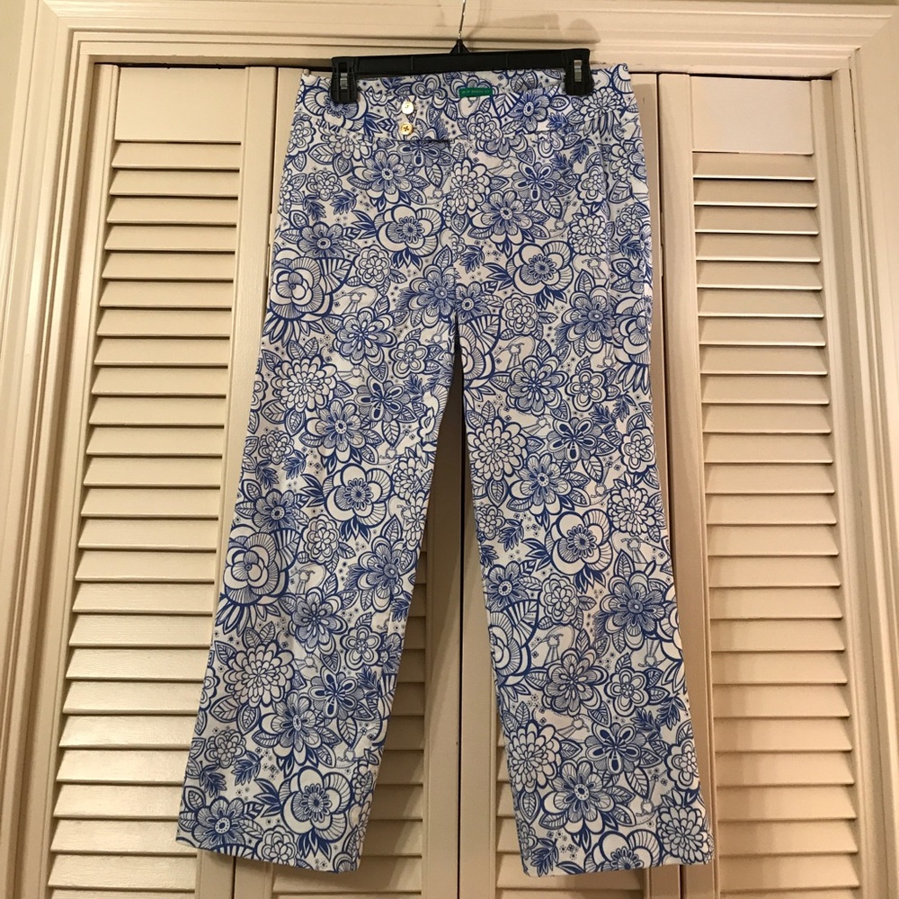 Lilly Pulitzer Palm Beach Floral Crop Pants, 4
