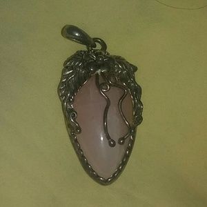 Silver and pink stone pendant