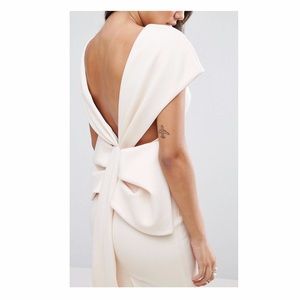 ✨Bow Back Off - Nude Shoulder Midi Dress in Scuba
