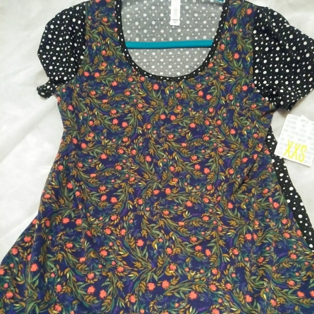 LuLaRoe XXS Classic T polka dots & floral