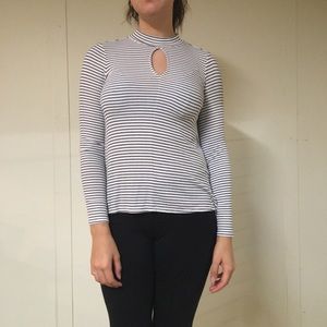 AE Striped Keyhole T Shirt