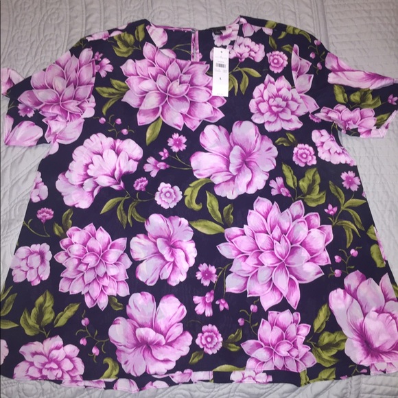 Ann Taylor Floral Silk Tee - Picture 1 of 5