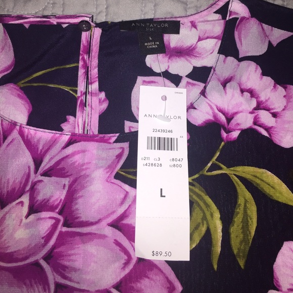 Ann Taylor Floral Silk Tee - Picture 3 of 5