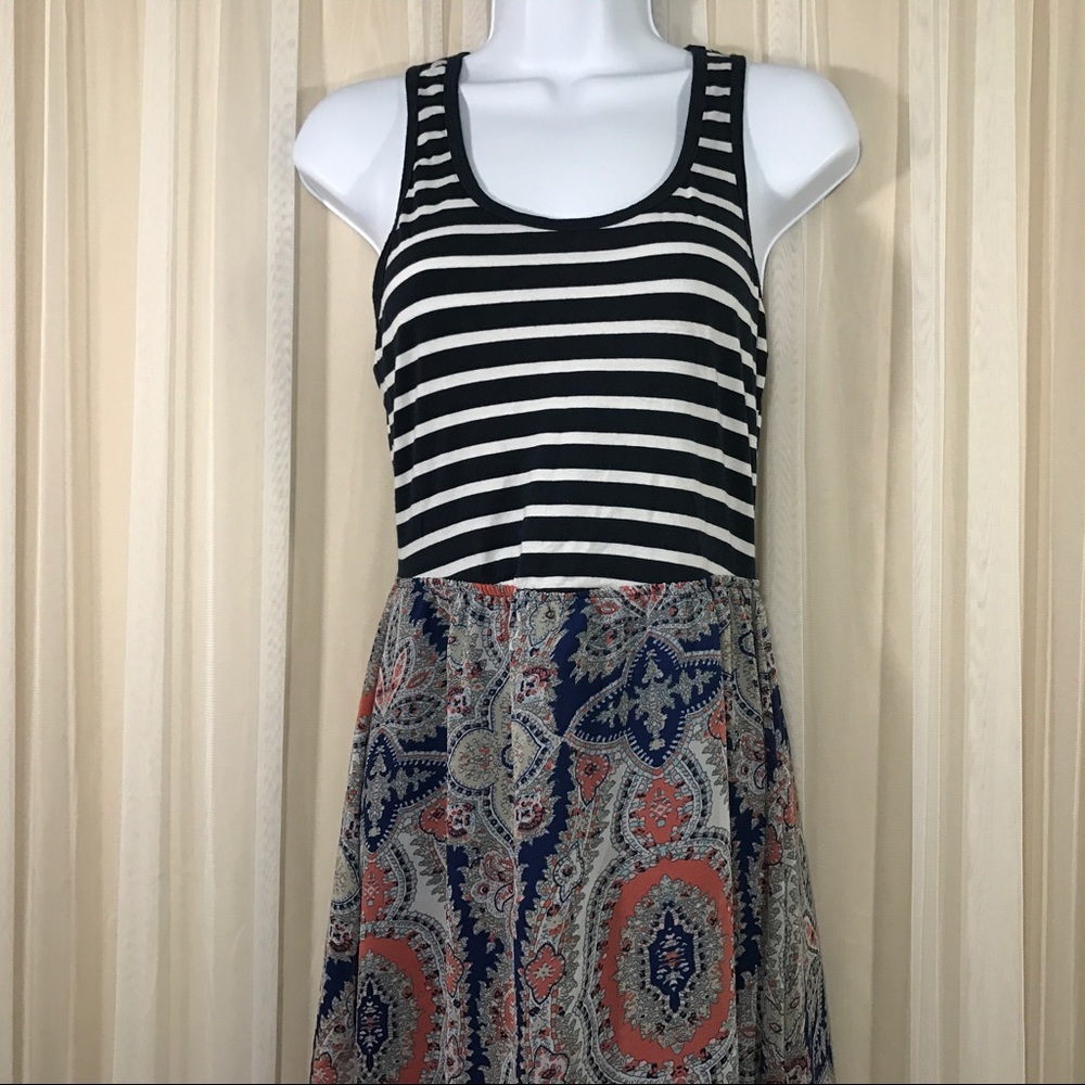 Wallflower Striped Paisley Racerback Maxi Dress