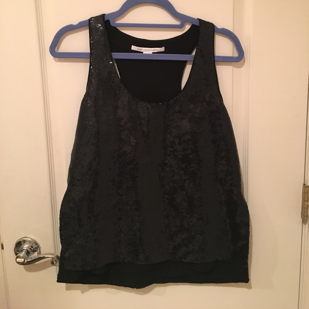 DIANE von FURSTENBERG midnight sequin top