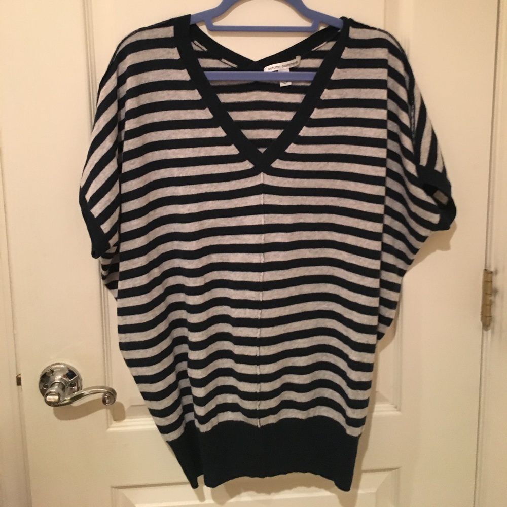 AUTUMN CASHMERE Short-Sleeved Cashmere Striped Top