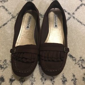 American eagle brown flats, size 8