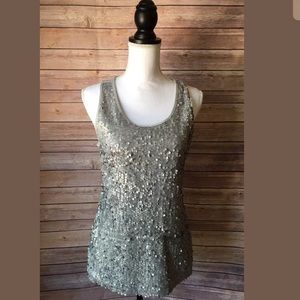 Cato Women's matte sequin sleeveless silver tank