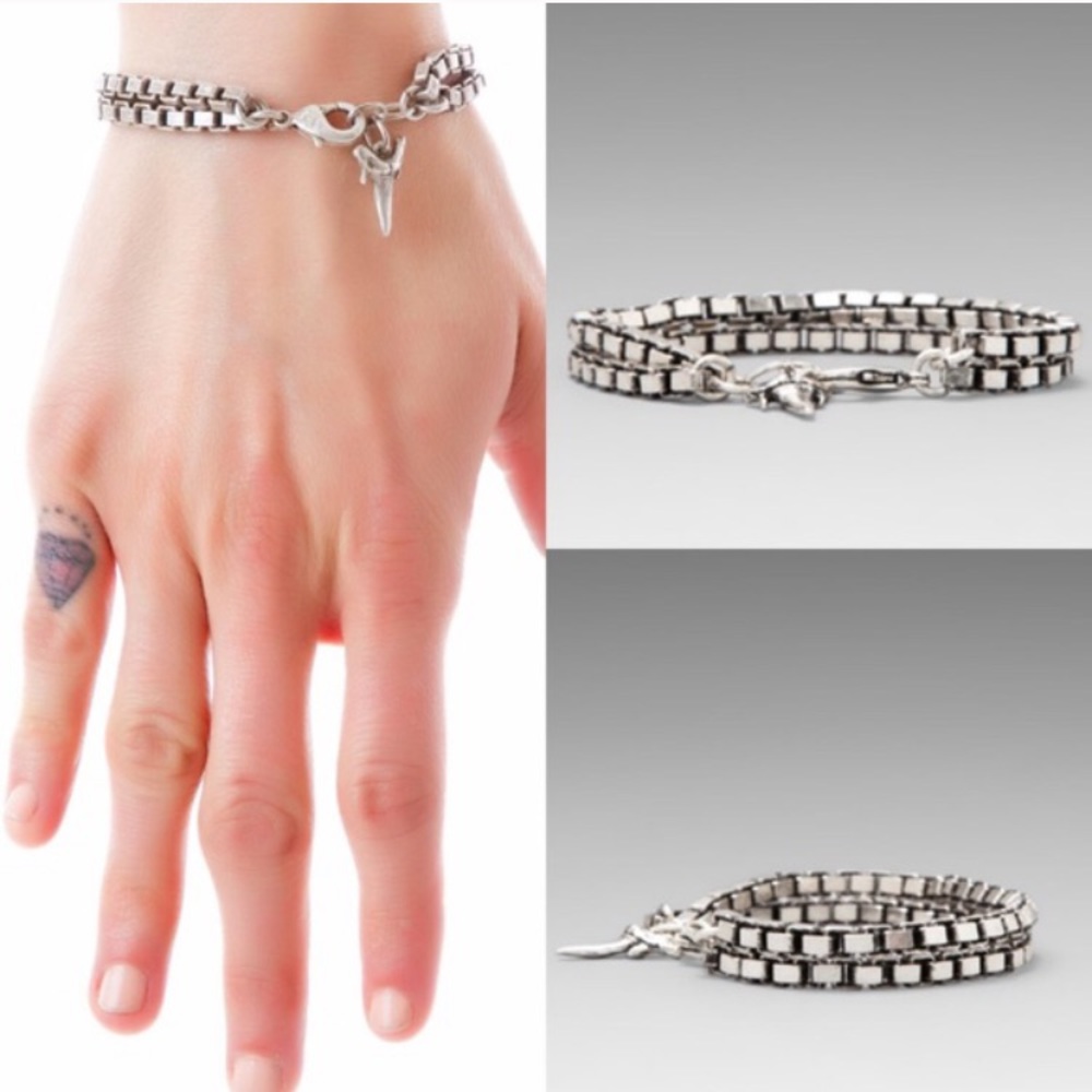 Luv Aj Edgy Shark tooth gunmetal Chain Bracelet