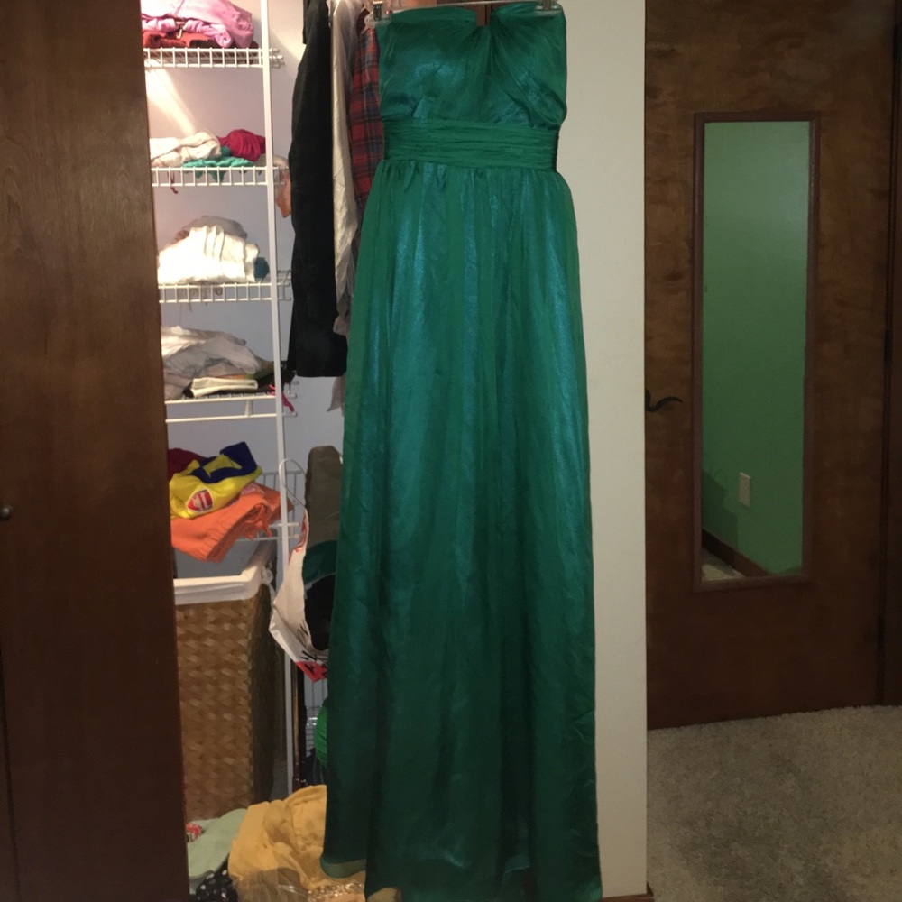 Floor length emerald green gown