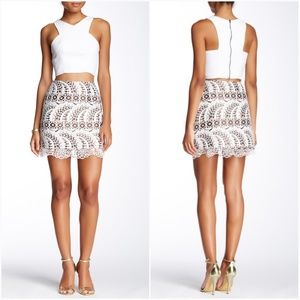 Cynthia Rowley Ivory/Brown Jacquard Mini Skirt