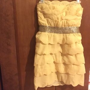 Modcloth Gold ruffle dress