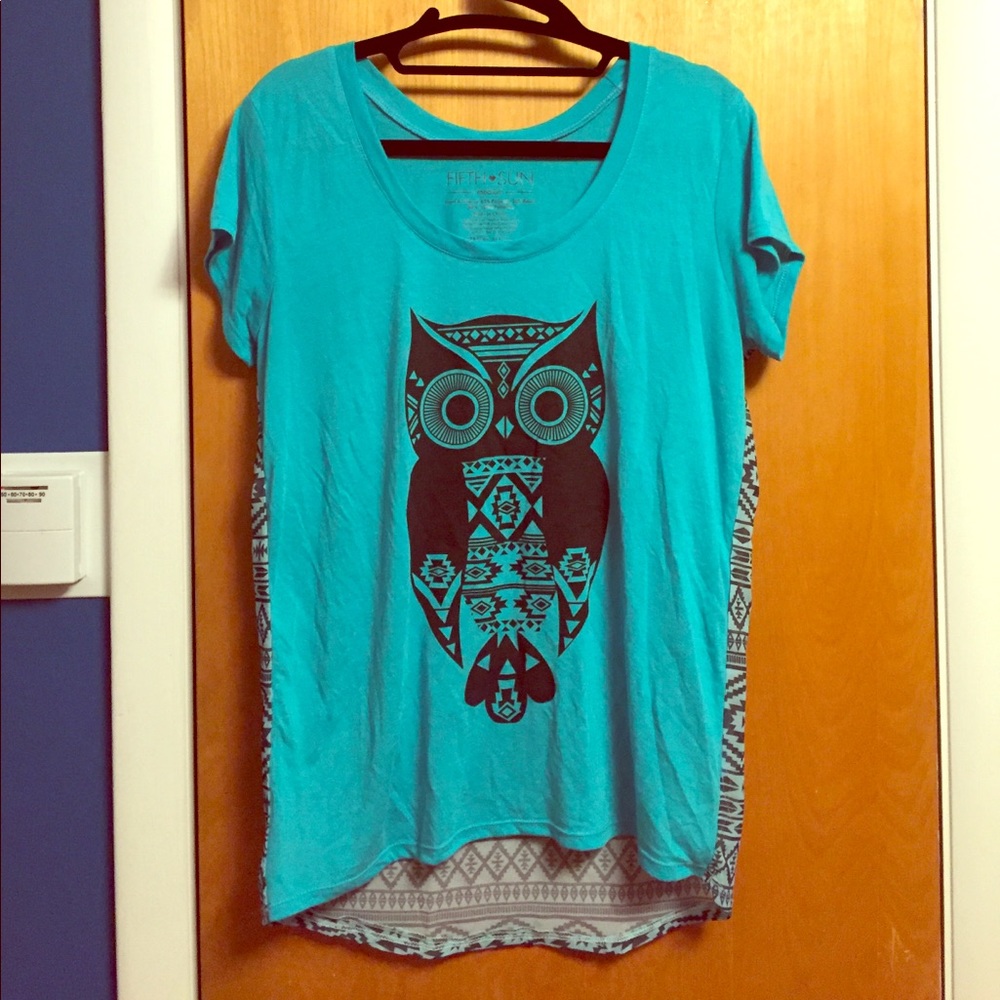 DONATED High low tribal owl top