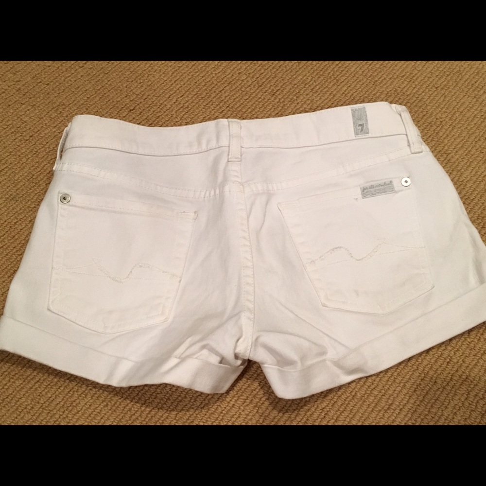 7 FOR ALL MANKIND White Jean Shorts
