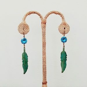 Handmade Patina Feather Earrings