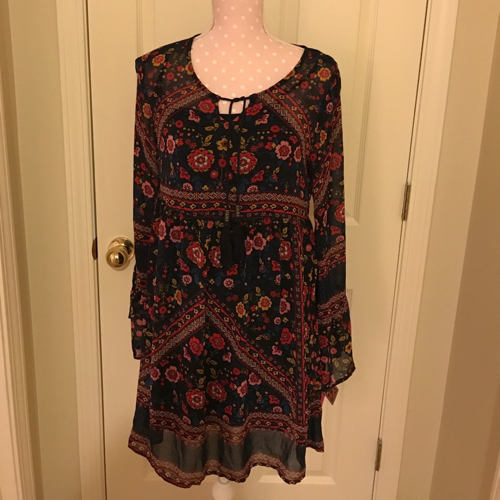 NWT Xhilaration Folk Style Peasant Dress, S