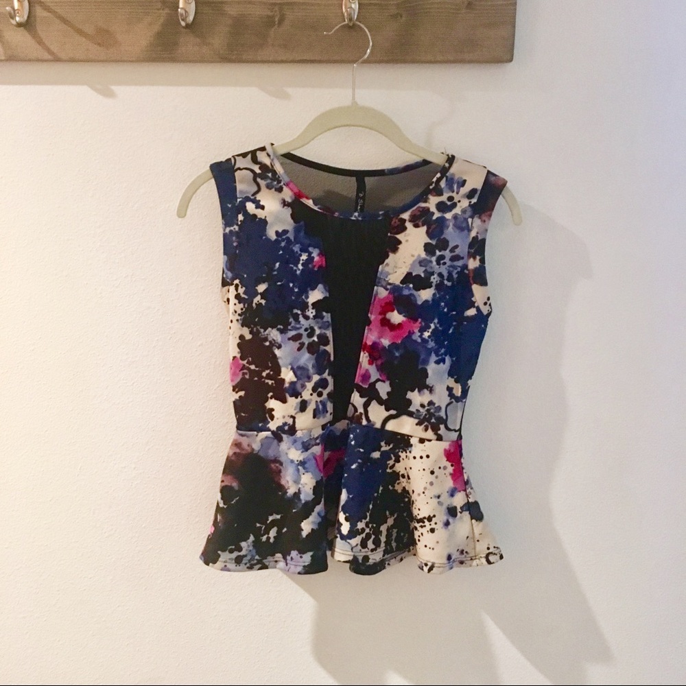 Peplum tank with mesh front detail and mesh back - Picture 4 of 6