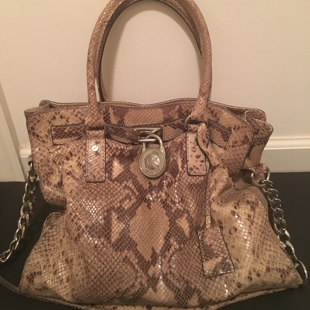 Michael Kors Hamilton Python Tote, Sandals