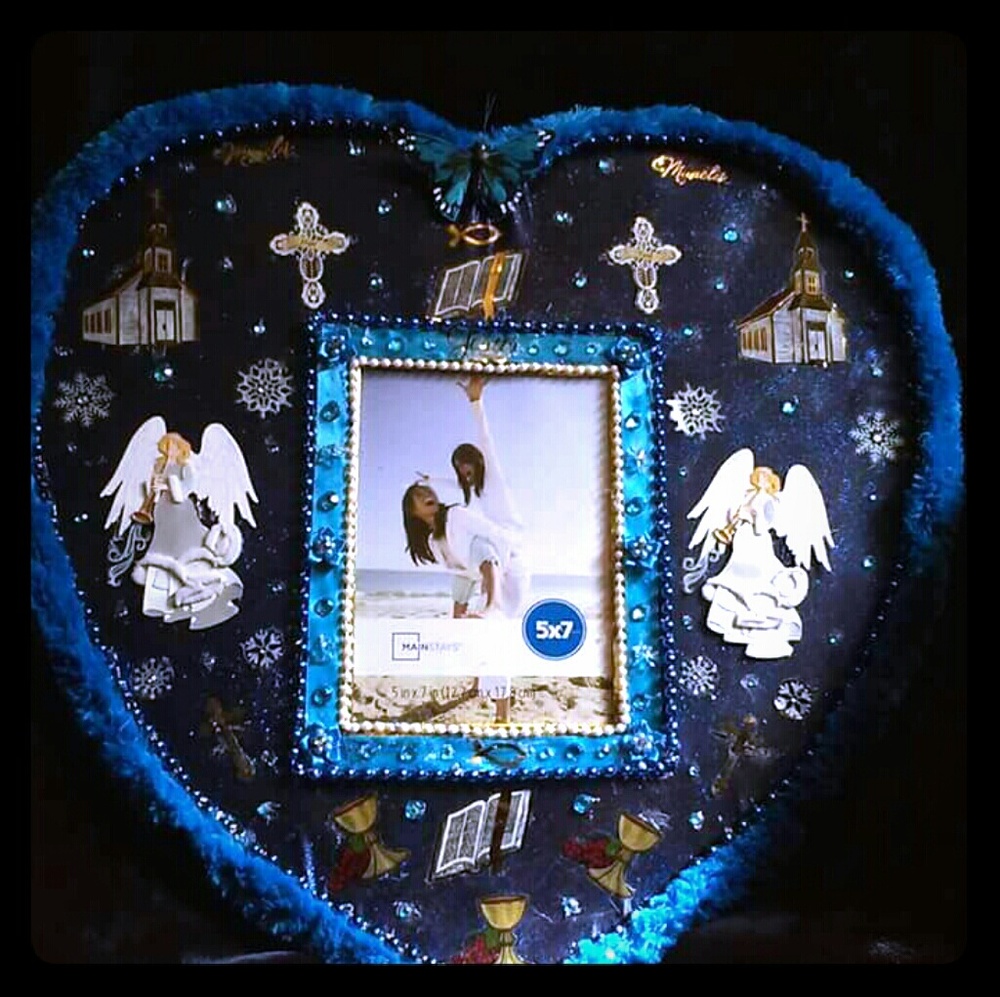 Blue picture frame with Angels