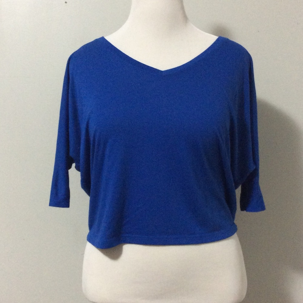 Blue dolman crop top