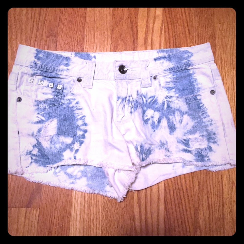 DONATED Blue and white tie dye jean shorts