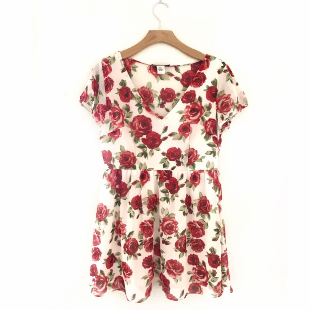 Rose print dress